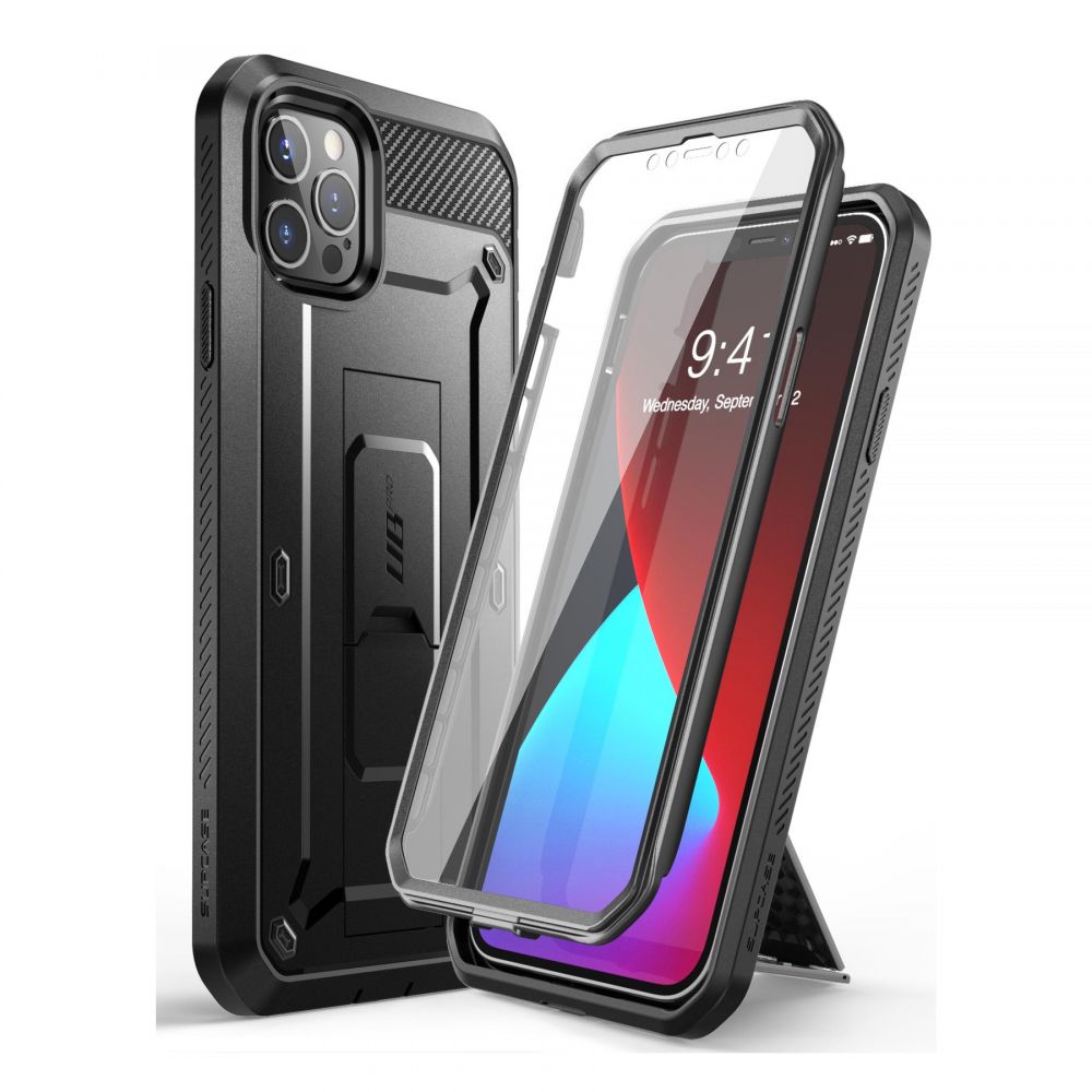 Carcasa 360 grade Supcase Unicorn Beetle Pro compatibila cu iPhone 12/12 Pro cu protectie display, Negru