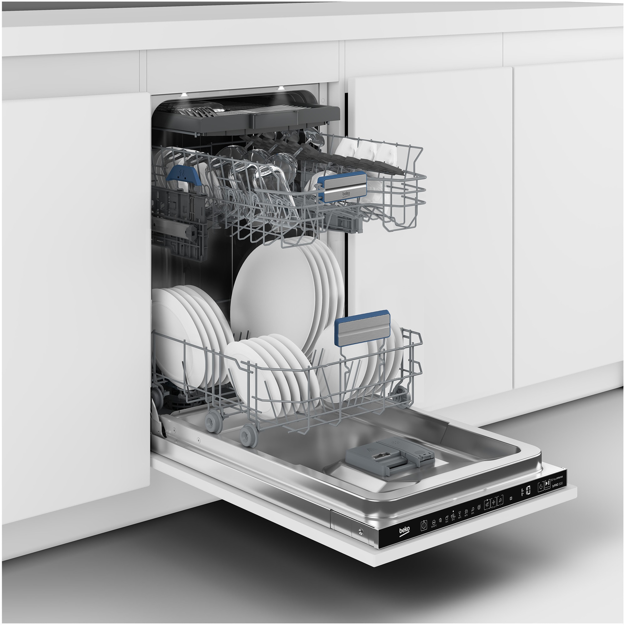 RESIGILAT: Masina de spalat vase incorporabila Beko BDIS38050Q, 10 seturi, 6 programe, 45 cm, Clasa B, AquaIntense, Fast+
