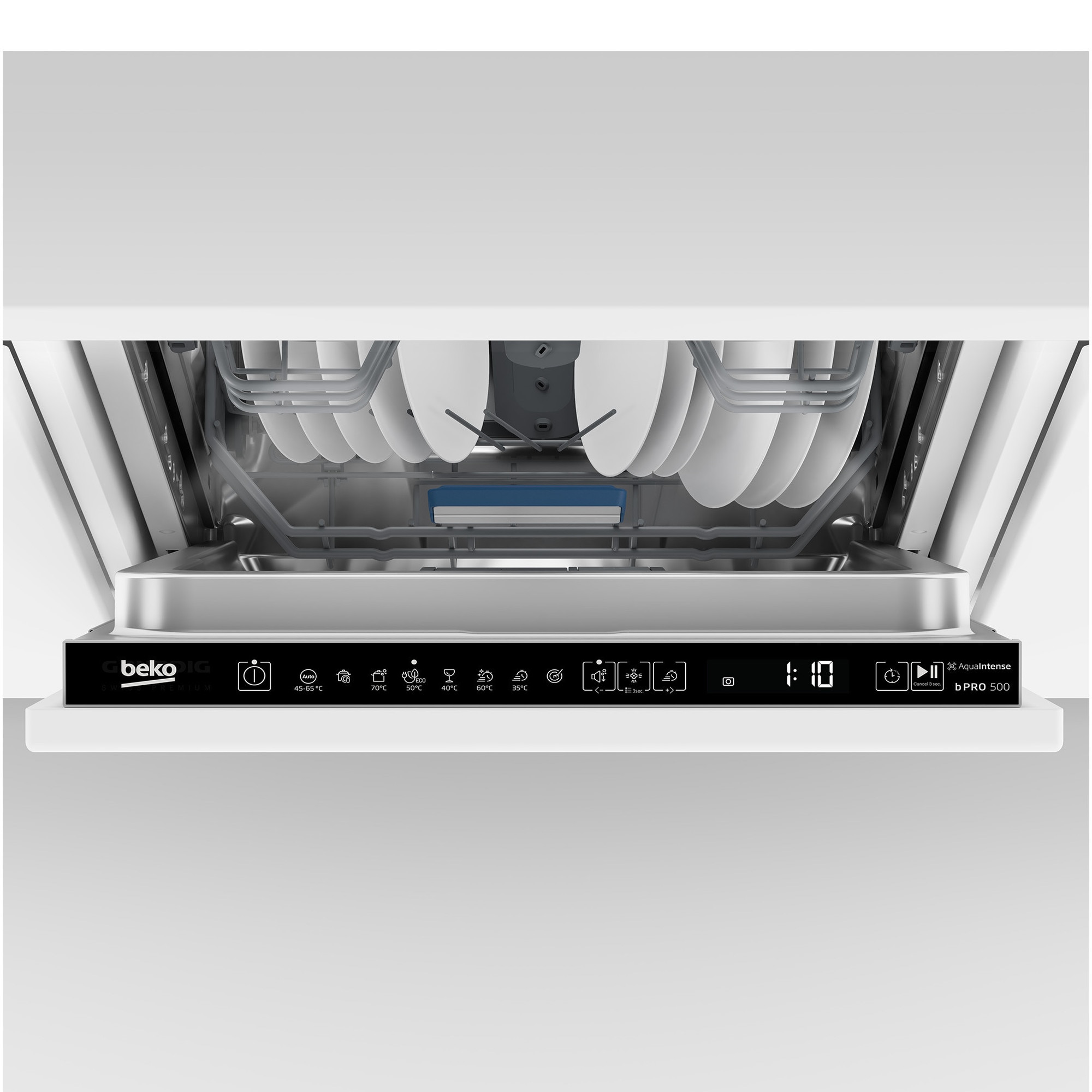 RESIGILAT: Masina de spalat vase incorporabila Beko BDIS38050Q, 10 seturi, 6 programe, 45 cm, Clasa B, AquaIntense, Fast+