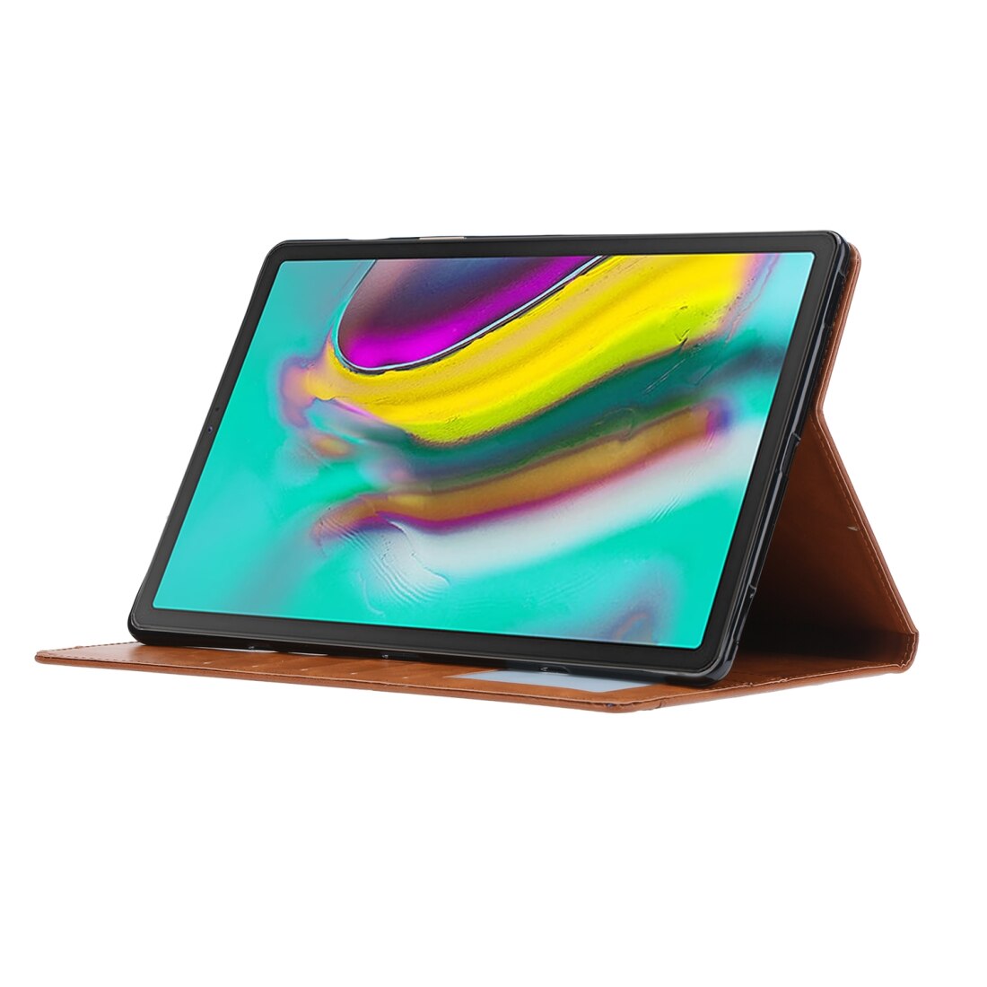 Husa tableta pentru Galaxy Tab A 10.1 2019 T515 / T510, textura piele, deschidere orizontala, cu rama foto, suport, sloturi pentru carduri, portofel, maro