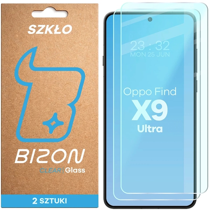 Set 2 folii sticla securizata Bizon Glass Clear Duo compatibile cu Oppo Find X9 Ultra, Transparent