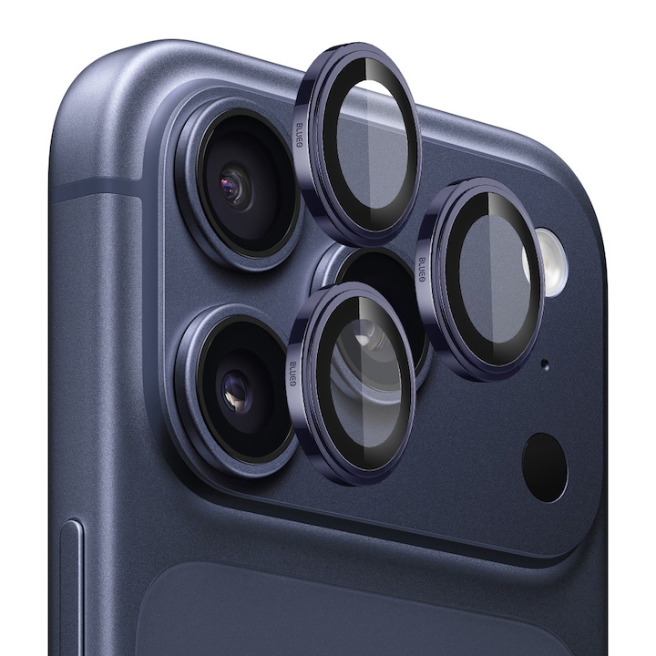 Folie pentru iPhone 17 Pro / iPhone 17 Pro Max - Blueo Sapphire Crystal Original Lens Glass - Dark Blue