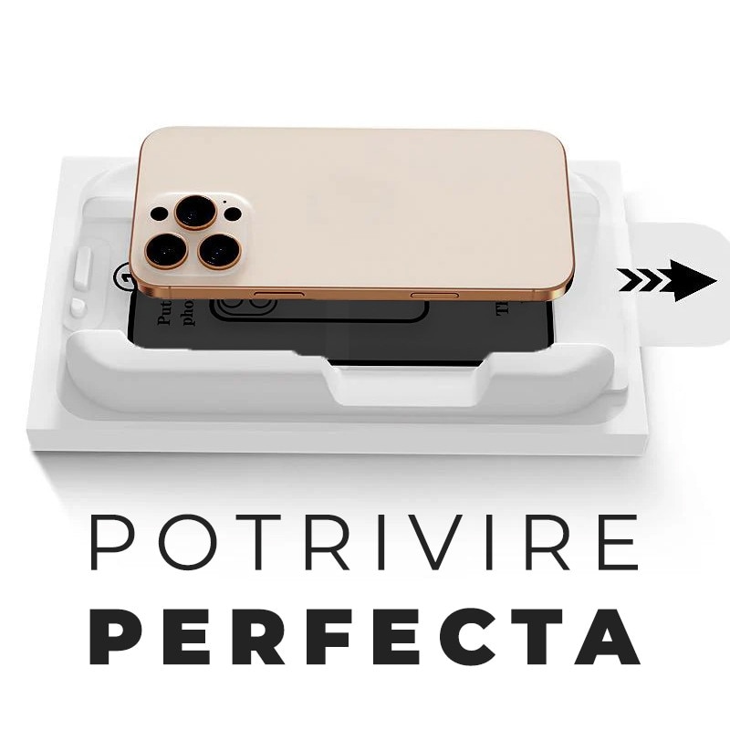 Folie Sticla Privacy pentru iPhone 16 Pro cu aplicator Daden MagicBox, Full Cover, Protectie Profesionala, Ultra Rezistenta, Calitate Premium, Margini negre