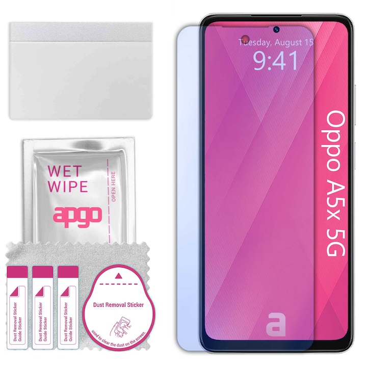 Sticla de protectie apgo pentru Oppo A5x 5G – sticla hibrida, securizata pentru display, lucioasa, pro flexible Hybrid Glass, 9H, full glue