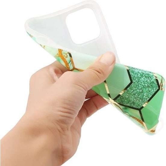 Husa protectie pentru Samsung S10E Soft IMD TPU Marble Geometric Verde