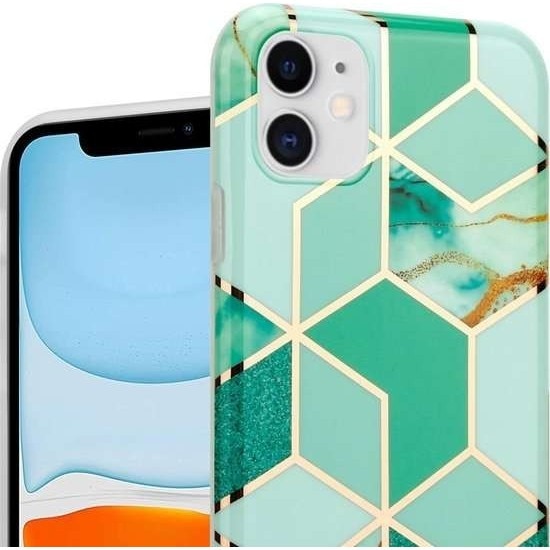 Husa protectie pentru Samsung S10E Soft IMD TPU Marble Geometric Verde
