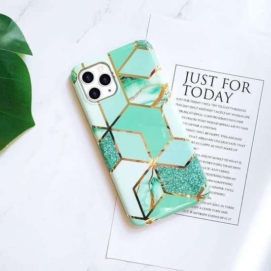 Husa protectie pentru Samsung S10E Soft IMD TPU Marble Geometric Verde