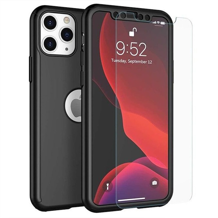 Husa Xiaomi Mi 10/Mi 10 Pro Full Cover 360 Negru, Folie de protectie inclusa