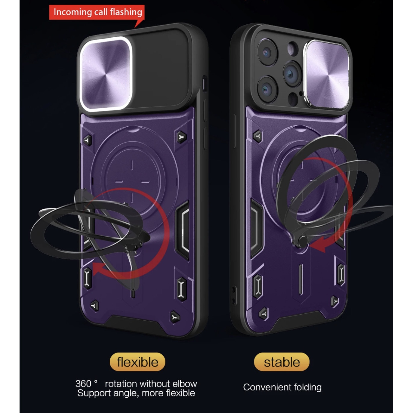 Husa ARMOR antisoc Magsafe HYBRID cu inel metalic si protectie glisanta, compatibila cu Oppo A78 4G / Mov