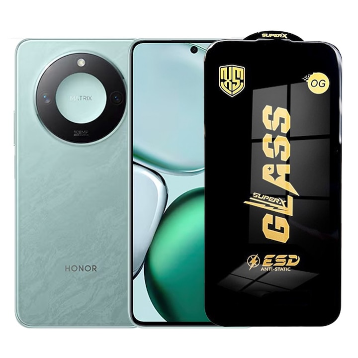 Folie de Protectie pentru Honor X9c Smart, Flippy, Sticla Securizata ESD, Margini Negre, Rezistenta la Zgirieturi, Antistatica, 0.35 mm, Transparenta