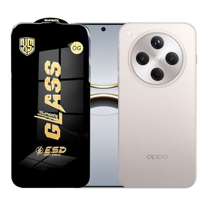 Folie de Protectie pentru Oppo Find X8s+, Flippy, Sticla Securizata ESD, Margini Negre, Rezistenta la Zgirieturi, Antistatica, 0.35 mm, Transparenta