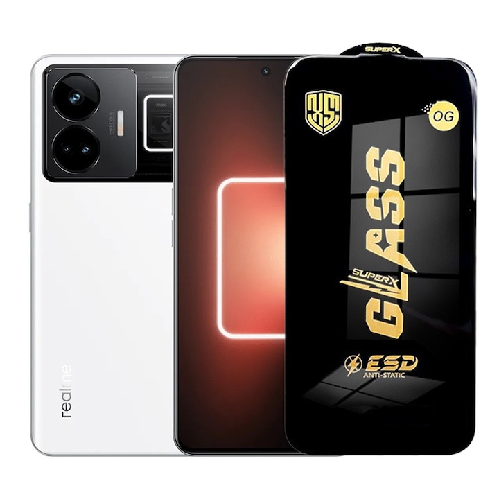 Folie de Protectie pentru Realme GT Neo5, Flippy, Sticla Securizata ESD, Margini Negre, Rezistenta la Zgirieturi, Antistatica, 0.35 mm, Transparenta