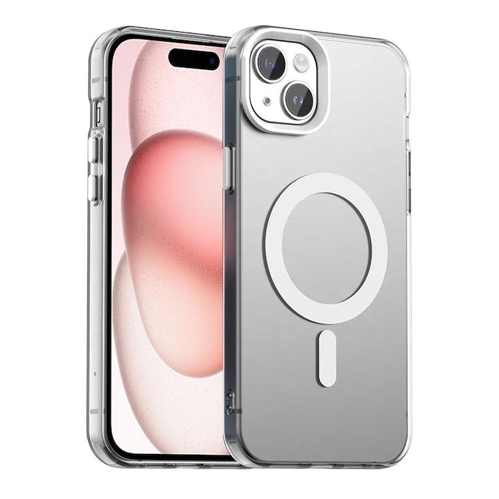 Husă Candy Case MagSafe pentru iPhone 15, alb, TPU și policarbonat
