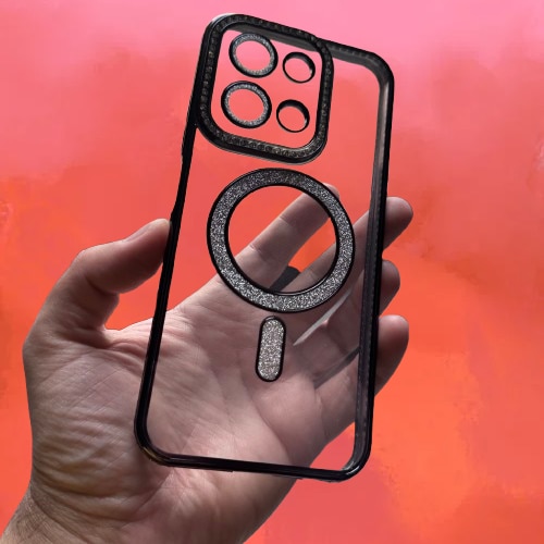Husa Glitter Diamond compatibila cu Xiaomi Redmi 15C, Negru electric