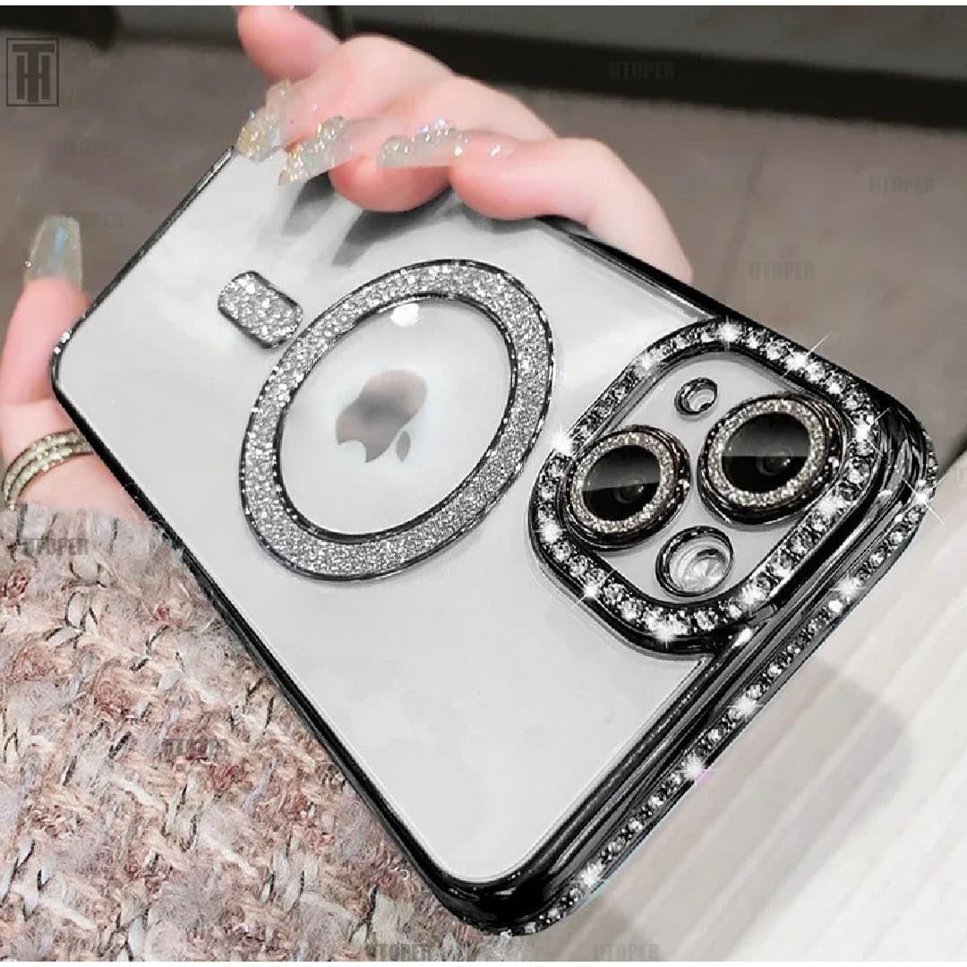 Husa Glitter Diamond compatibila cu Xiaomi Redmi 15C, Negru electric