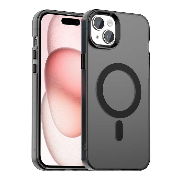 Husă Candy Case pentru iPhone 15, Negru, material TPU/Policarbonat, design minimalist