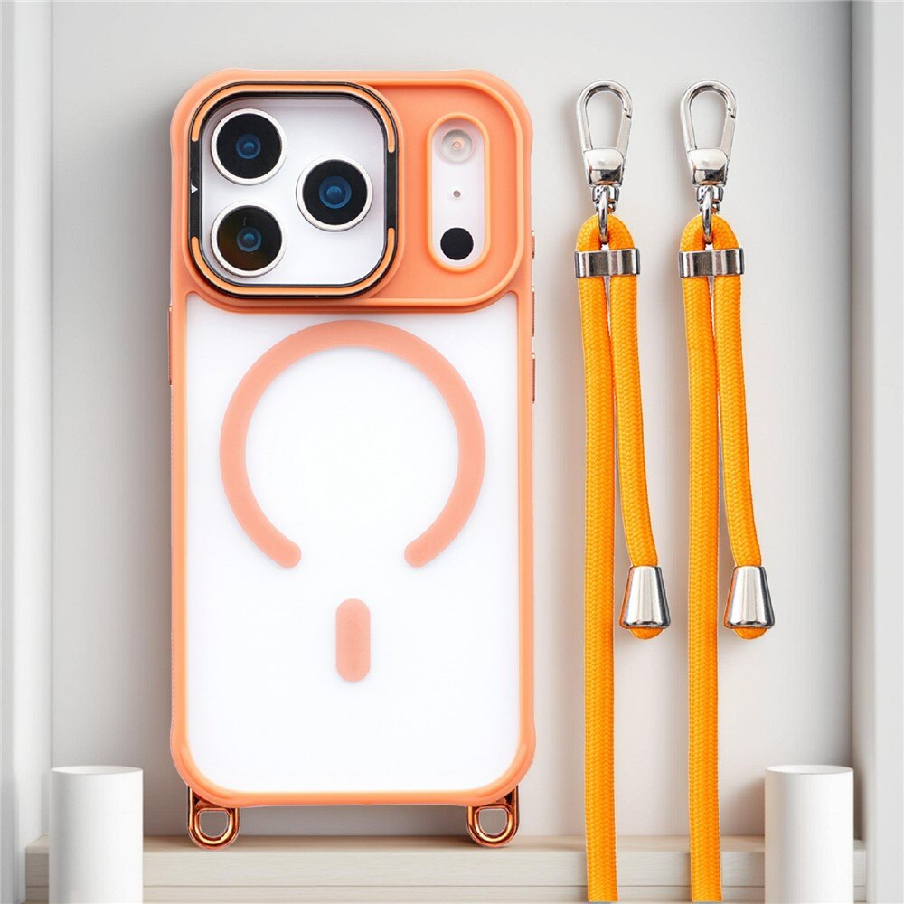 Husa pentru iPhone 17 Pro Max, ERBORD, MagSafe, portocalie, cu snur detasabil