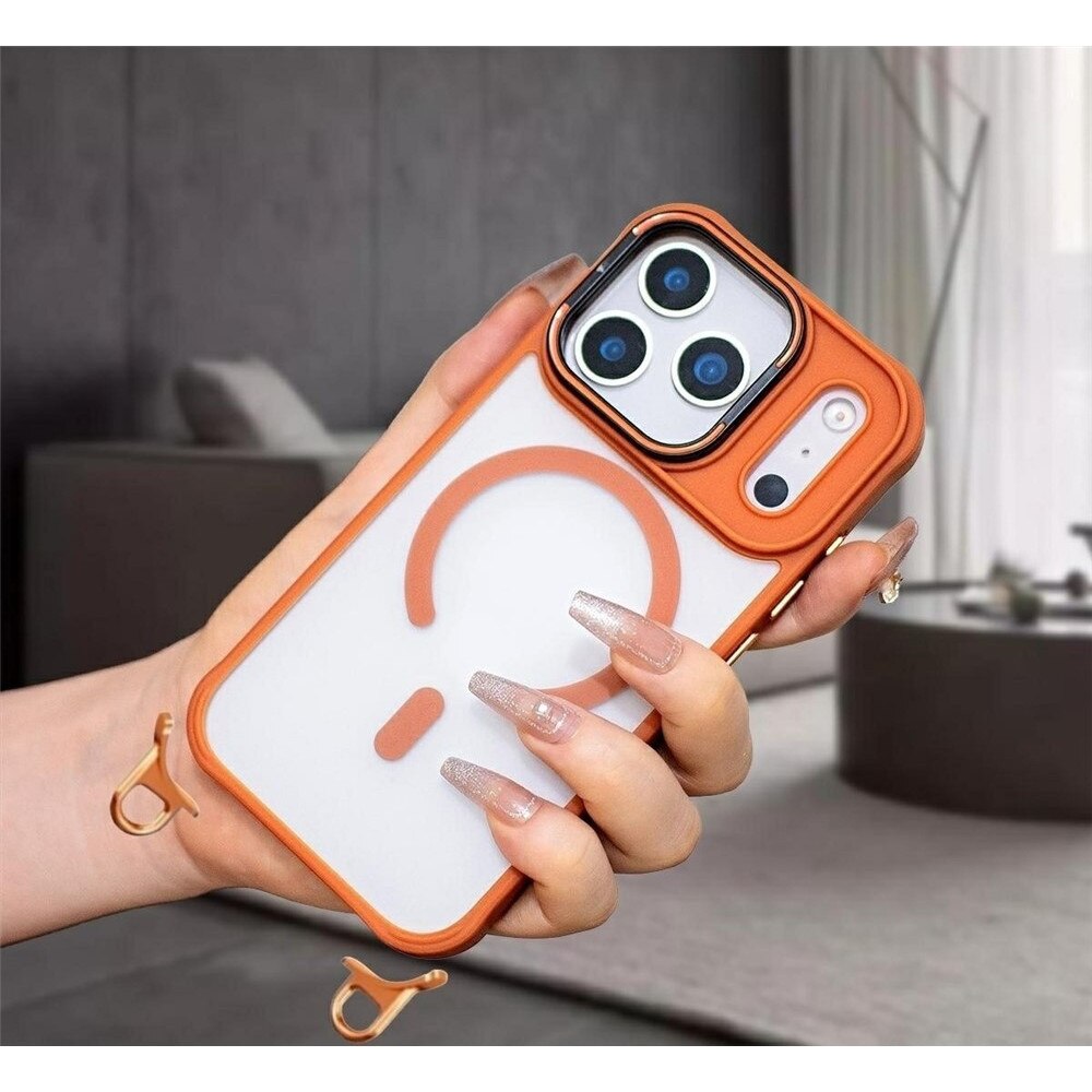Husa pentru iPhone 17 Pro Max, ERBORD, MagSafe, portocalie, cu snur detasabil