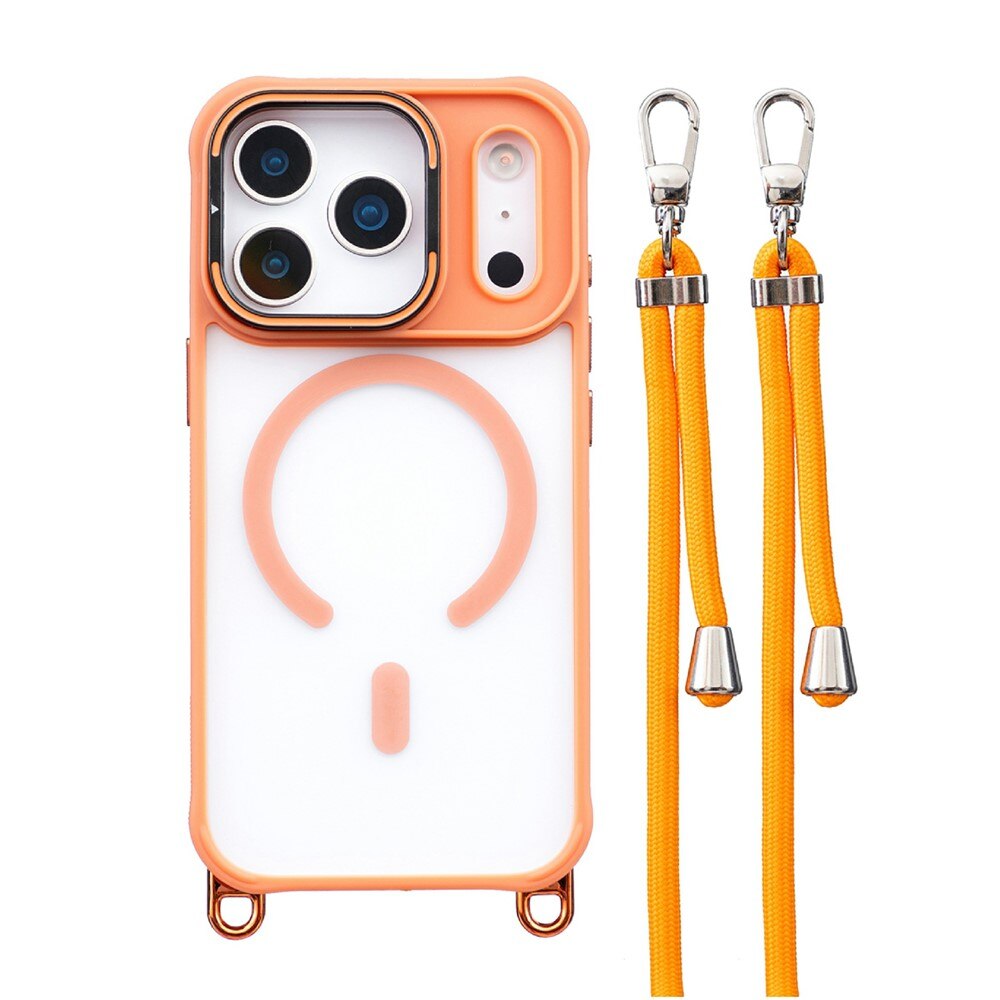 Husa pentru iPhone 17 Pro Max, ERBORD, MagSafe, portocalie, cu snur detasabil