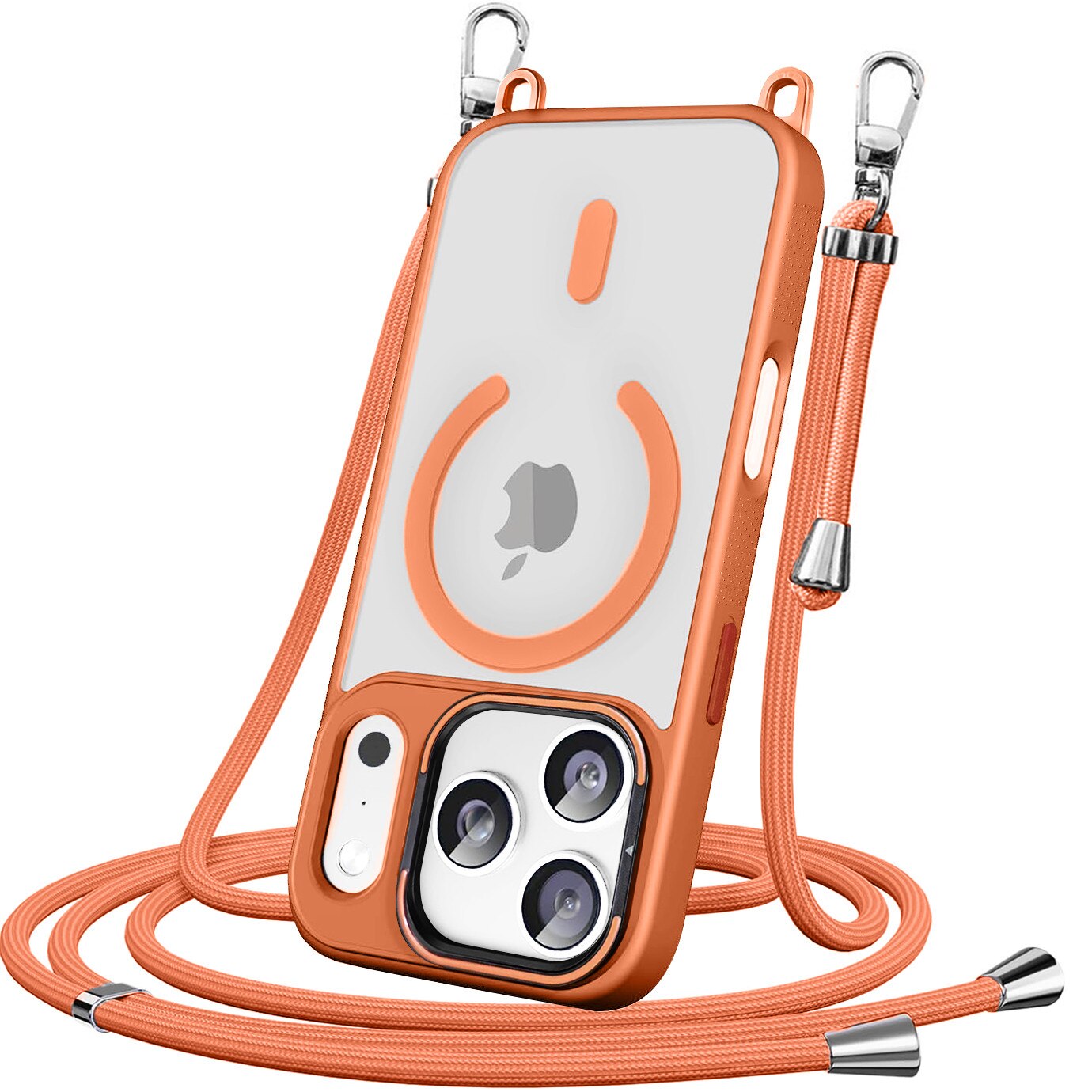Husa pentru iPhone 17 Pro Max, ERBORD, MagSafe, portocalie, cu snur detasabil