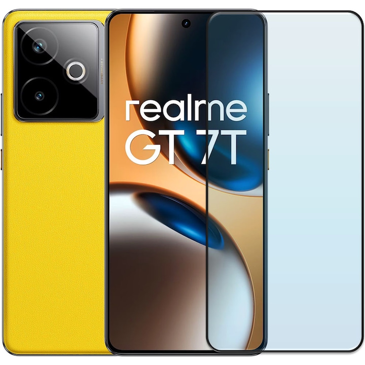Folie din sticla securizata pentru Realme GT 7T, HAMSTERBOX Glass Shield, Protectie completa ecran, Full face, Aplicare rapida, Case Friendly, Transparenta