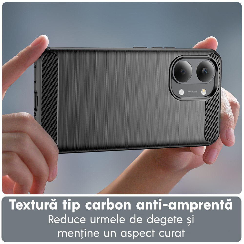 Husa pentru Xiaomi Poco X8 Pro Max Daden Carbon Flexibila Antisoc, Hybrid Antisoc, Negru