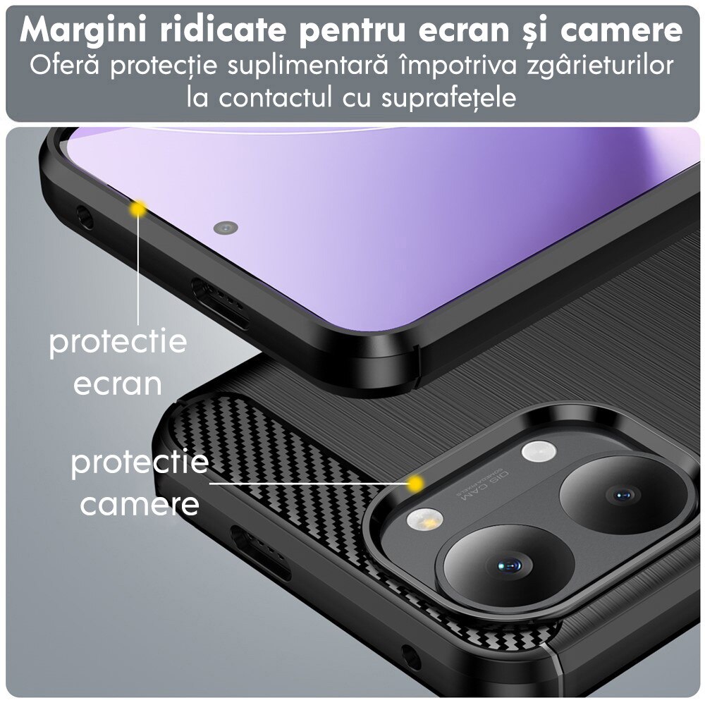 Husa pentru Xiaomi Poco X8 Pro Max Daden Carbon Flexibila Antisoc, Hybrid Antisoc, Negru