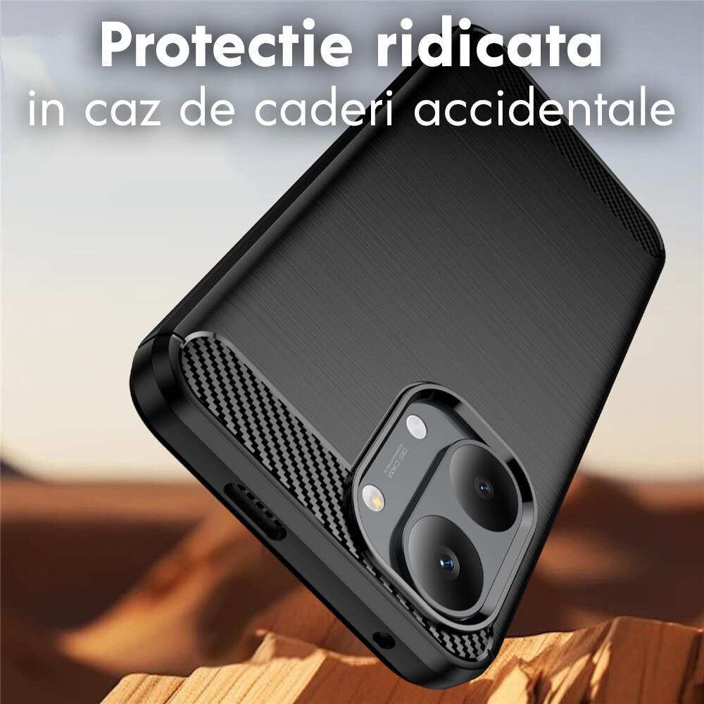 Husa pentru Xiaomi Poco X8 Pro Max Daden Carbon Flexibila Antisoc, Hybrid Antisoc, Negru