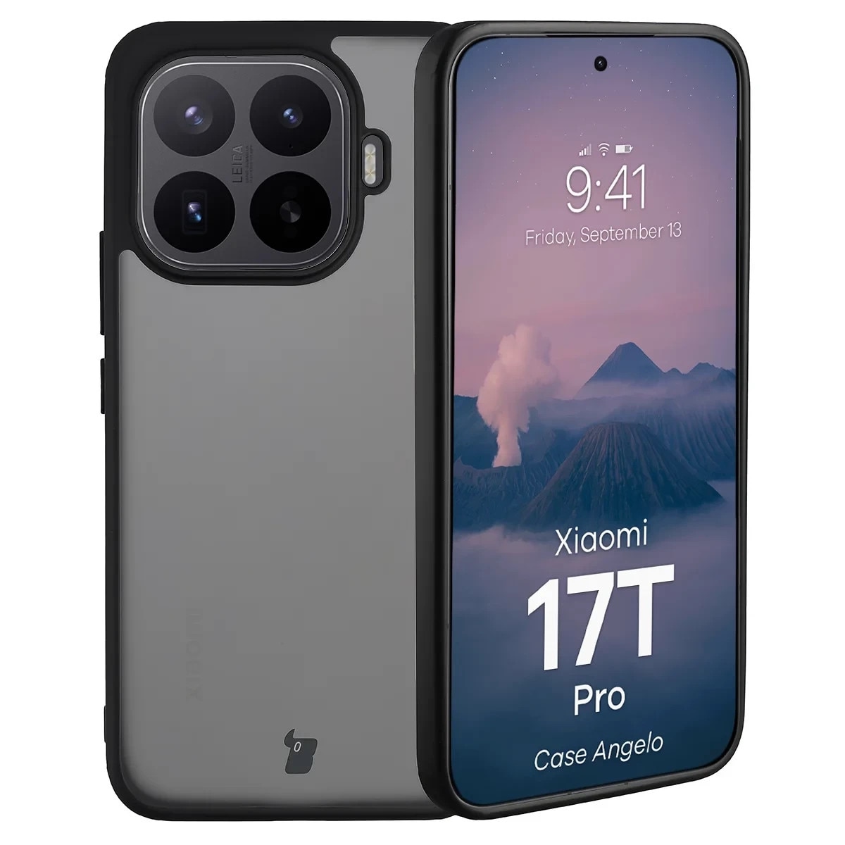 Carcasa Bizon Angelo compatibila cu Xiaomi 17T Pro, Transparent / Negru