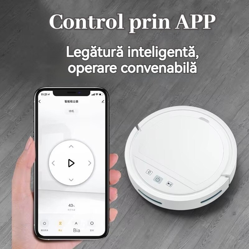 Aspirator Robot Inteligent, VDSTAR®, EBO-118B, Aspirare Puternica 2500Pa cu Control prin Aplicatie, Auto-incarcare, Aspirare pe Uscat, ABS, Alb
