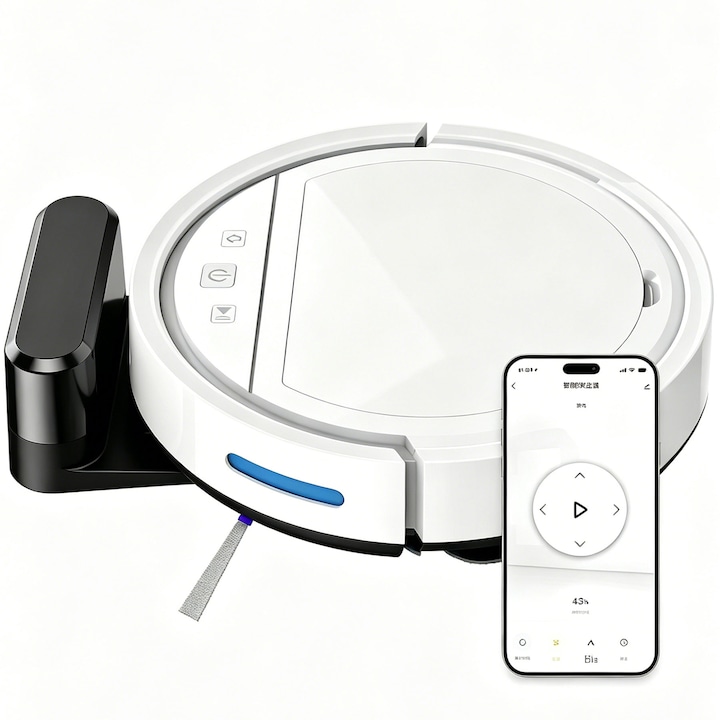 Aspirator Robot Inteligent, VDSTAR®, EBO-118B, Aspirare Puternica 2500Pa cu Control prin Aplicatie, Auto-incarcare, Aspirare pe Uscat, ABS, Alb