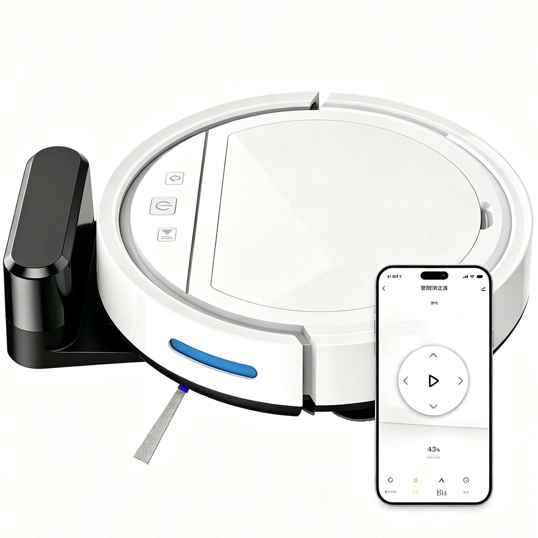 Aspirator Robot Inteligent, VDSTAR®, EBO-118B, Aspirare Puternica 2500Pa cu Control prin Aplicatie, Auto-incarcare, Aspirare pe Uscat, ABS, Alb