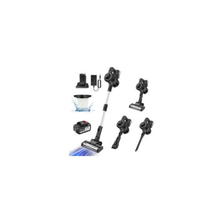 Aspirator fara fir 30000Pa, 6 in 1, 3600W, accesorii versatile, filtrare eficienta, multicolor