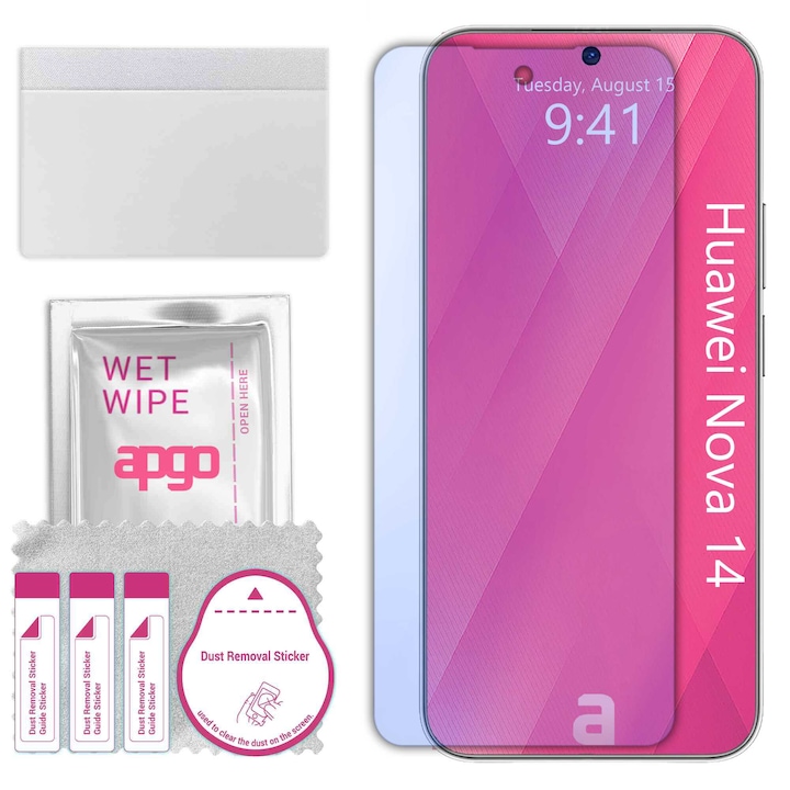 Sticla de protectie apgo pentru Huawei Nova 14 – sticla hibrida, securizata pentru display, lucioasa, pro flexible Hybrid Glass, 9H, full glue