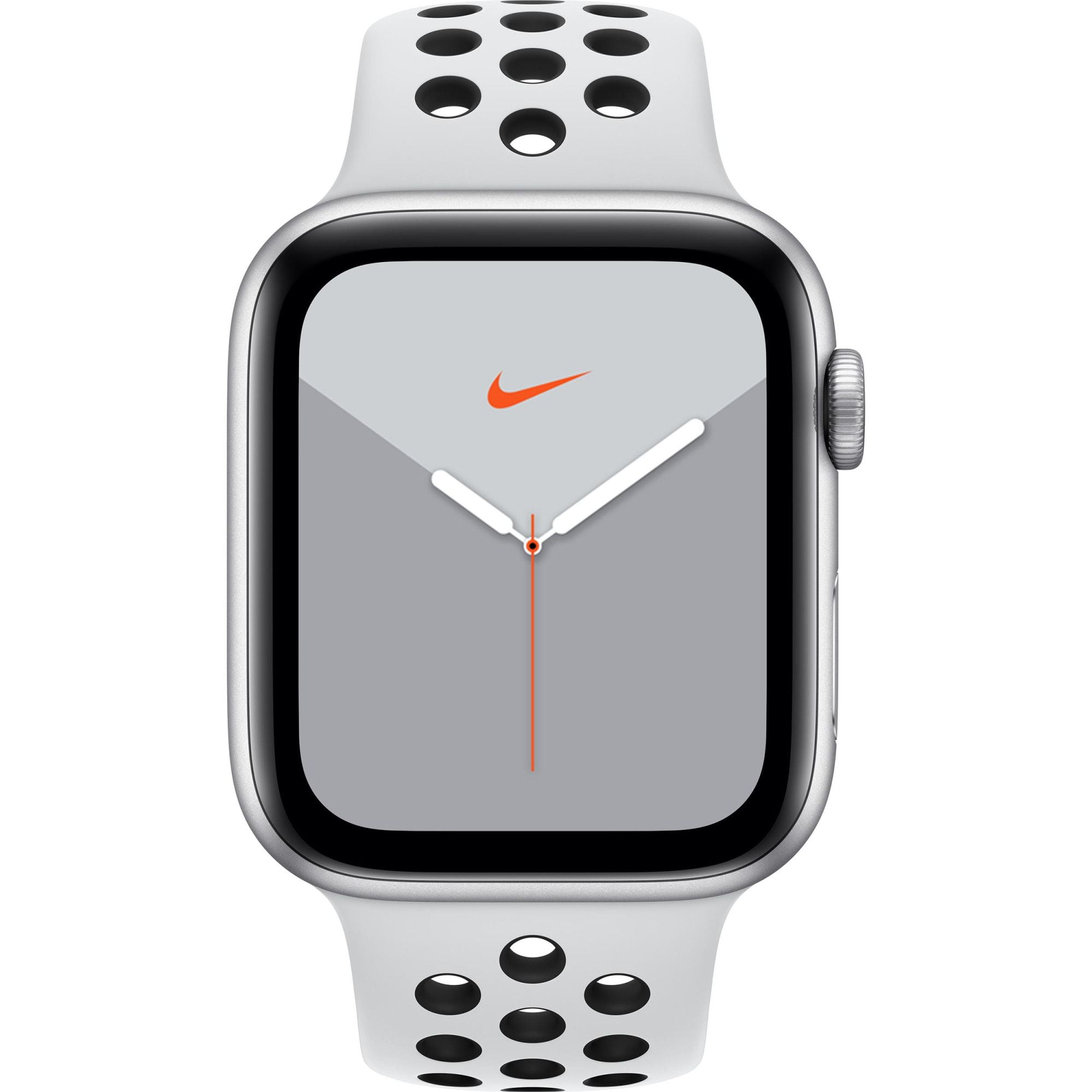 Ceas Smartwatch Apple Watch Nike Series 5, GPS, 44mm Silver Aluminium Case, Pure Platinum/Black Nike Sport Band