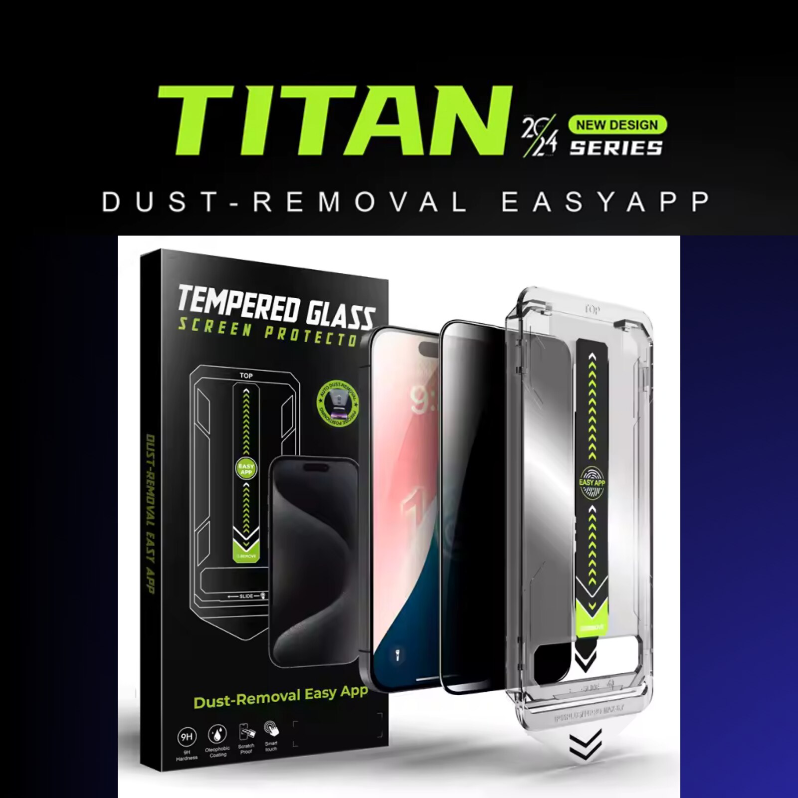 Kit Folie Sticla Privacy, Titan Dust Removal Easy App pentru iPhone 13 /13 Pro /14 / 16E/ 17E