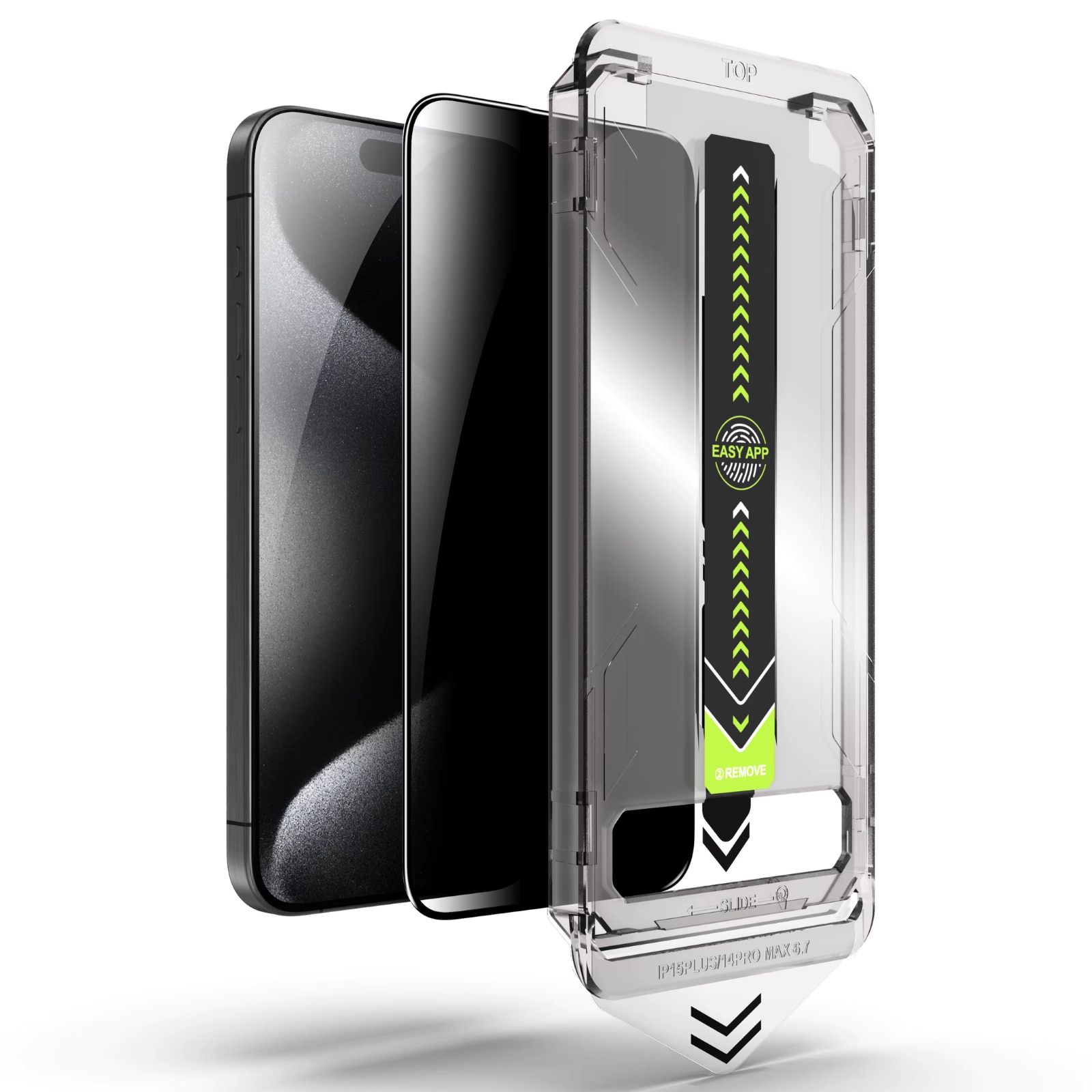 Kit Folie Sticla Privacy, Titan Dust Removal Easy App pentru iPhone 13 /13 Pro /14 / 16E/ 17E