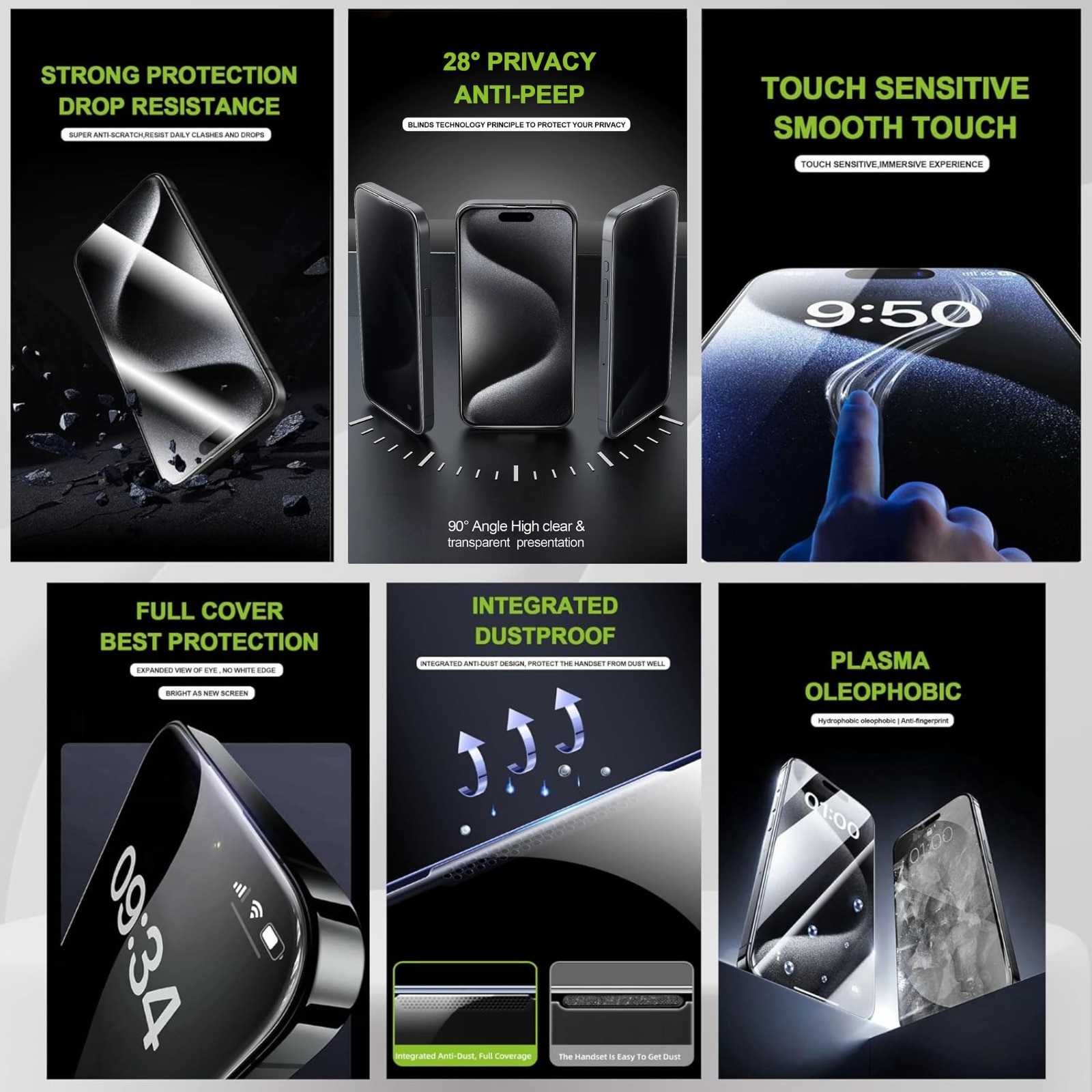 Kit Folie Sticla Privacy, Titan Dust Removal Easy App pentru iPhone 13 /13 Pro /14 / 16E/ 17E