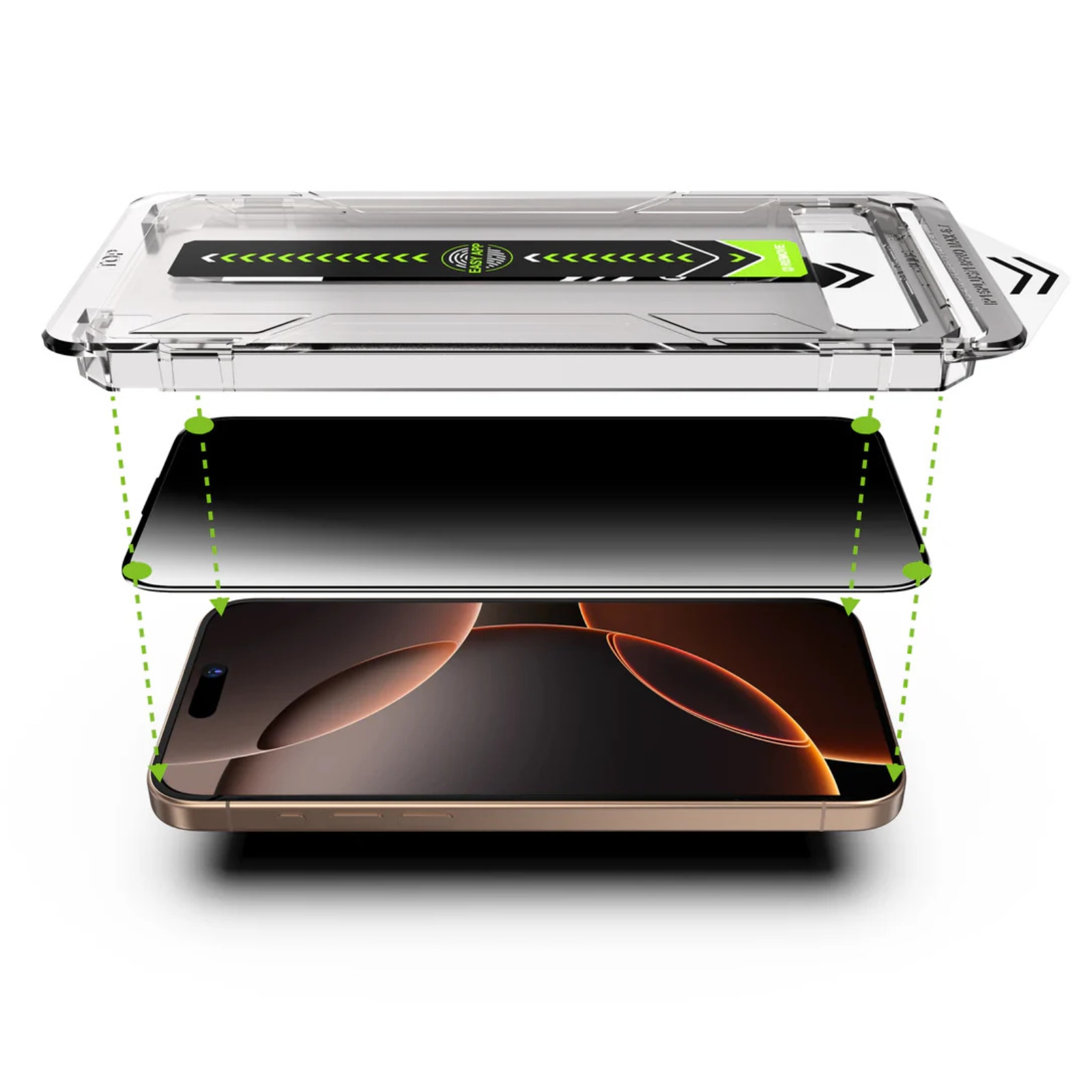 Kit Folie Sticla Privacy, Titan Dust Removal Easy App pentru iPhone 13 /13 Pro /14 / 16E/ 17E