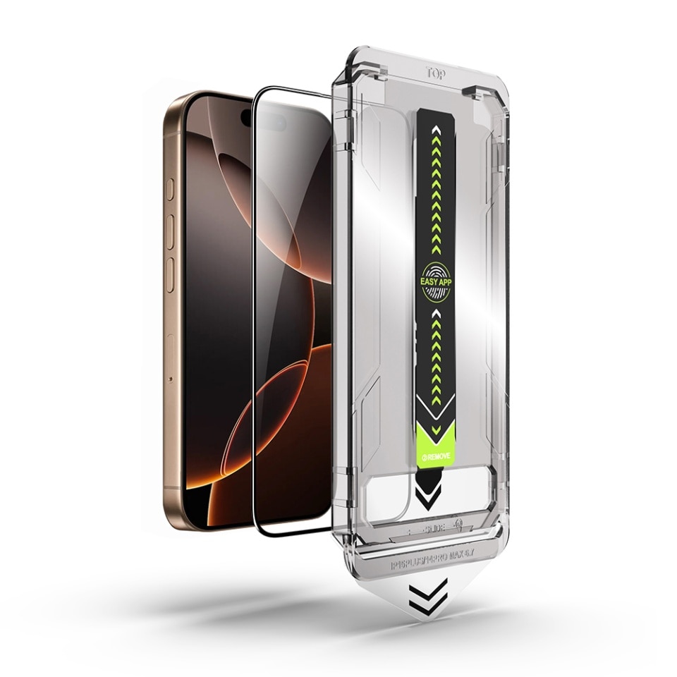 Folie pentru iPhone 15 / 16, SKYDDAR INNOVATION, Sticla Securizata, Ultra HD, TitanGlass, Montare Simpla, set cu sticker, Transparent