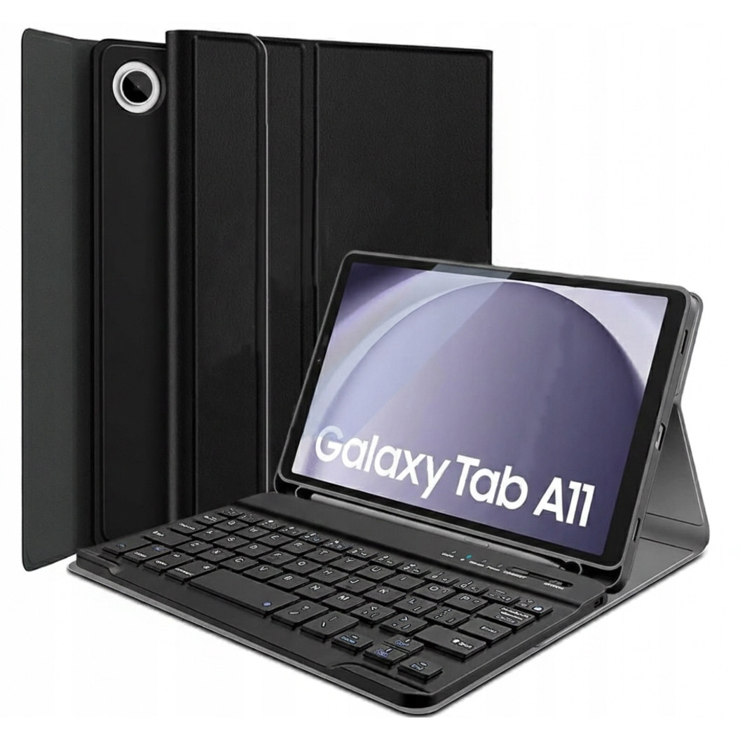Husa cu tastatura pentru Samsung Galaxy Tab A9 8,7" 2023, negru, functie suport, acces la toate sloturile