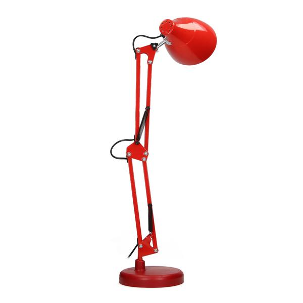 Lampa de birou VIRONE DIAN DL-1/R, E27, 60 W, 3 articulatii mobile, cablu 110 cm cu comutator, otel, Rosu