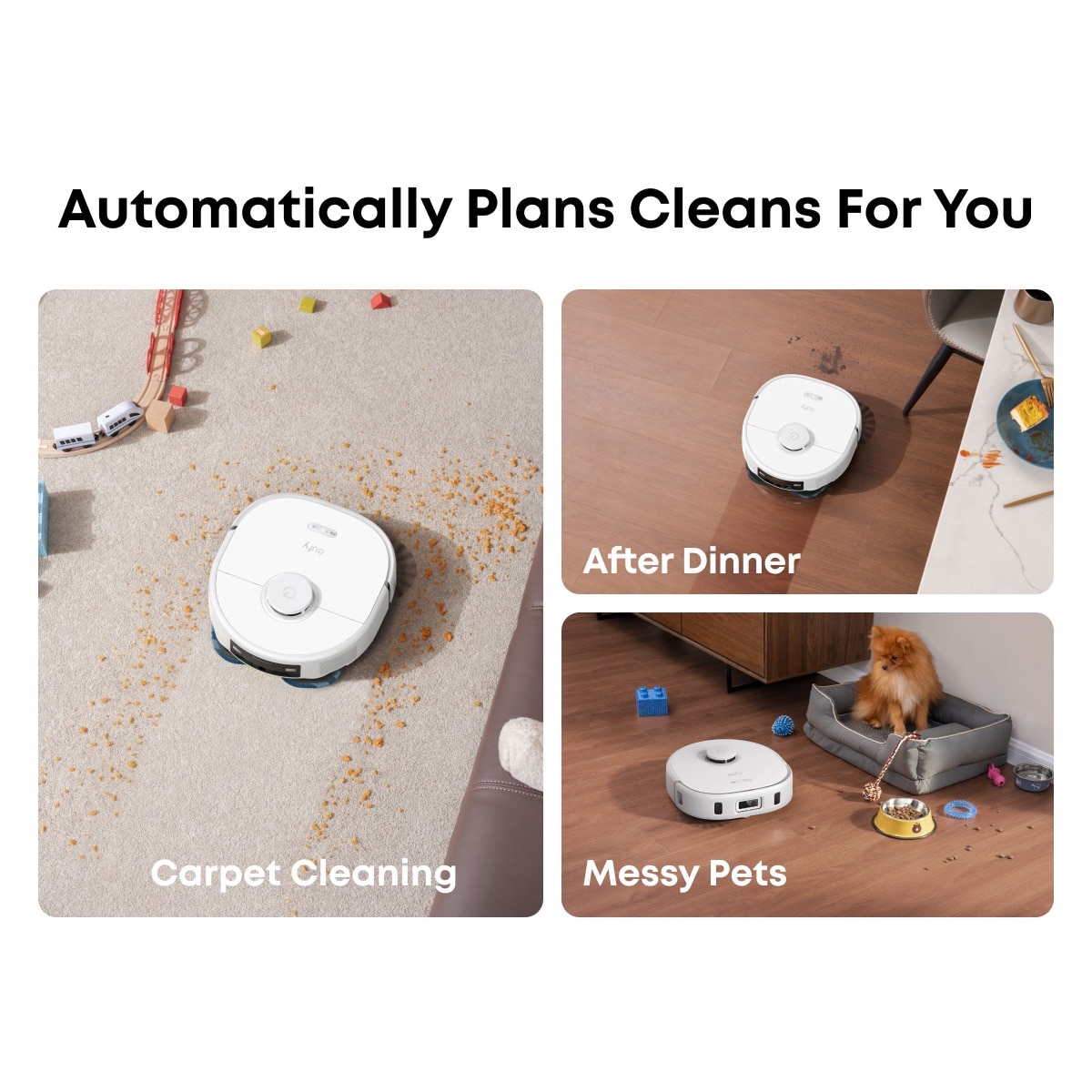 Aspirator robot eufy X10 Pro Omni, 8,000 Pa, Tehnologie MopMaster 2.0, Recipient de praf de 2.5L cu golire automata + uscarea mopului la 45°C, Rezervor de apa de 3L, Autonomie de 173 min, Evitare a obstacolelor cu AI, Alb