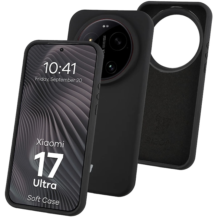 Husa din silicon Bizon Soft Case pentru Xiaomi 17 Ultra, Negru