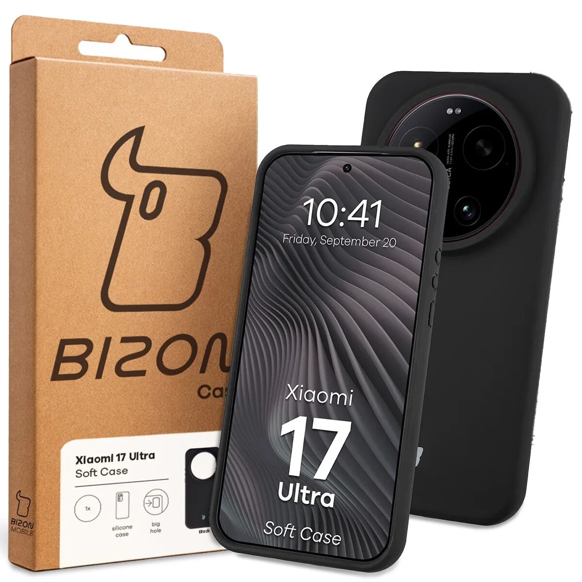 Husa din silicon Bizon Soft Case pentru Xiaomi 17 Ultra, Negru