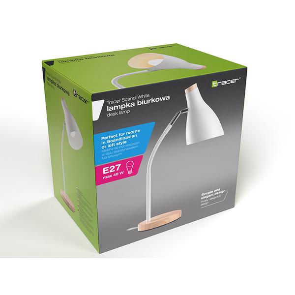 Lampa de birou Tracer Scandi, 40 W, Soclu E27 (Alb)