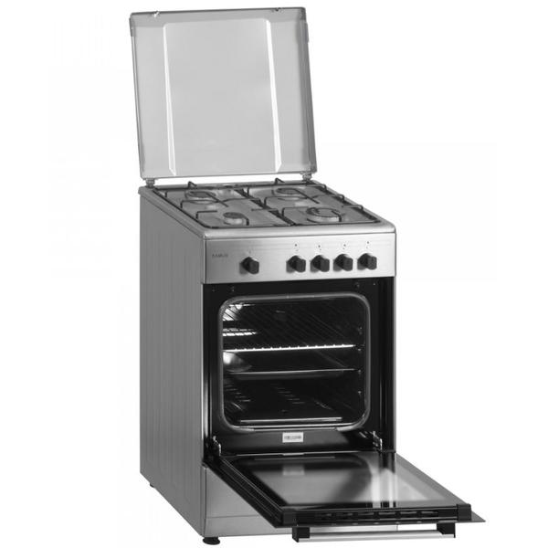 Aragaz Samus SM450BXS, 4 Arzatoare, Cuptor gaz, 49 L, Siguranta plita+cuptor (Argintiu)