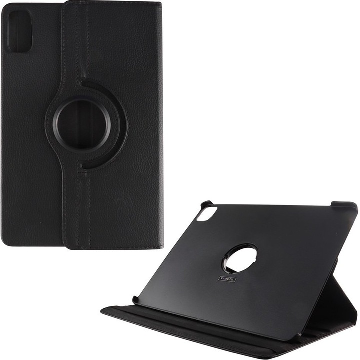 Carcasa Rotativa pentru Tableta Lenovo Tab M9 9.0", Volte-Tel, Neagra, din Derma, cu Stand 2 pozitii