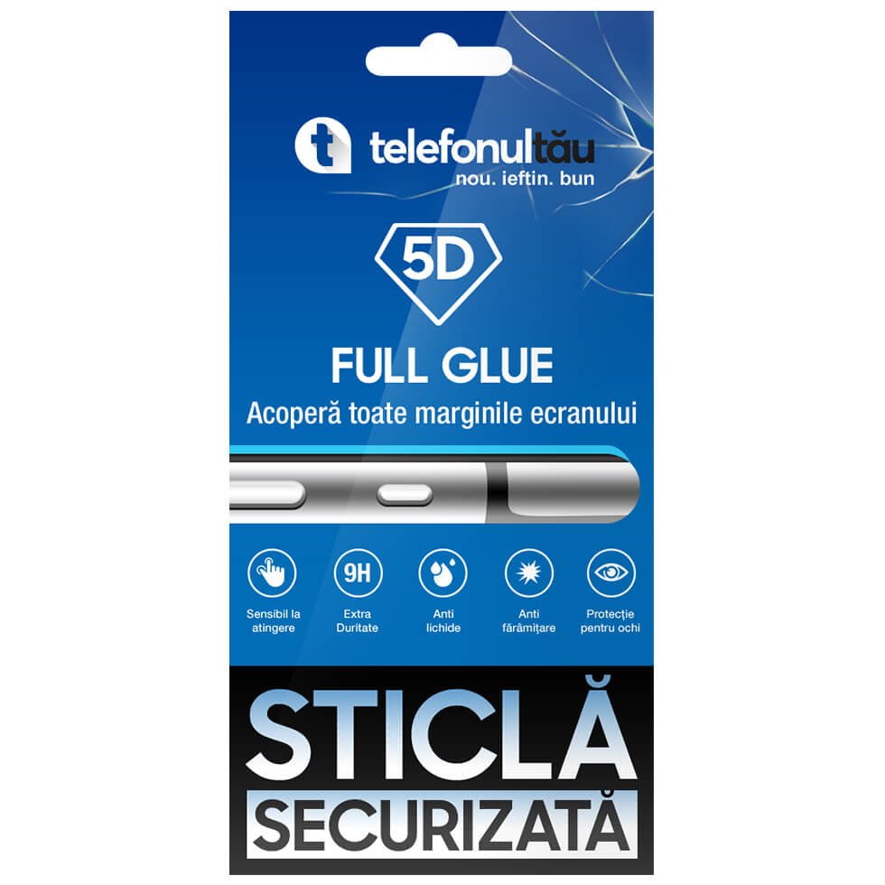 Folie Protectie Huawei P30, Full Cover, Full Glue, Black