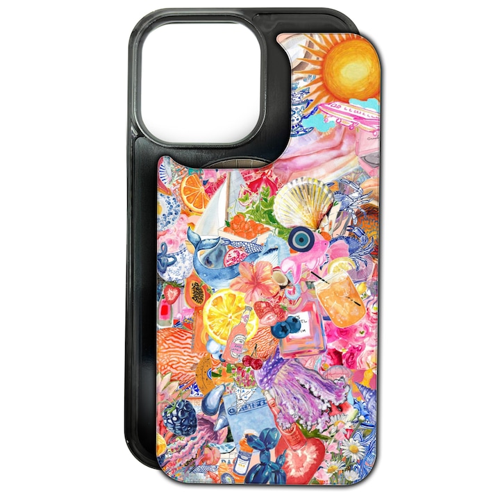 Husa de Protectie MagChange pentru iPhone 16 Pro, Spate Interschimbabil, Plate Beach Please